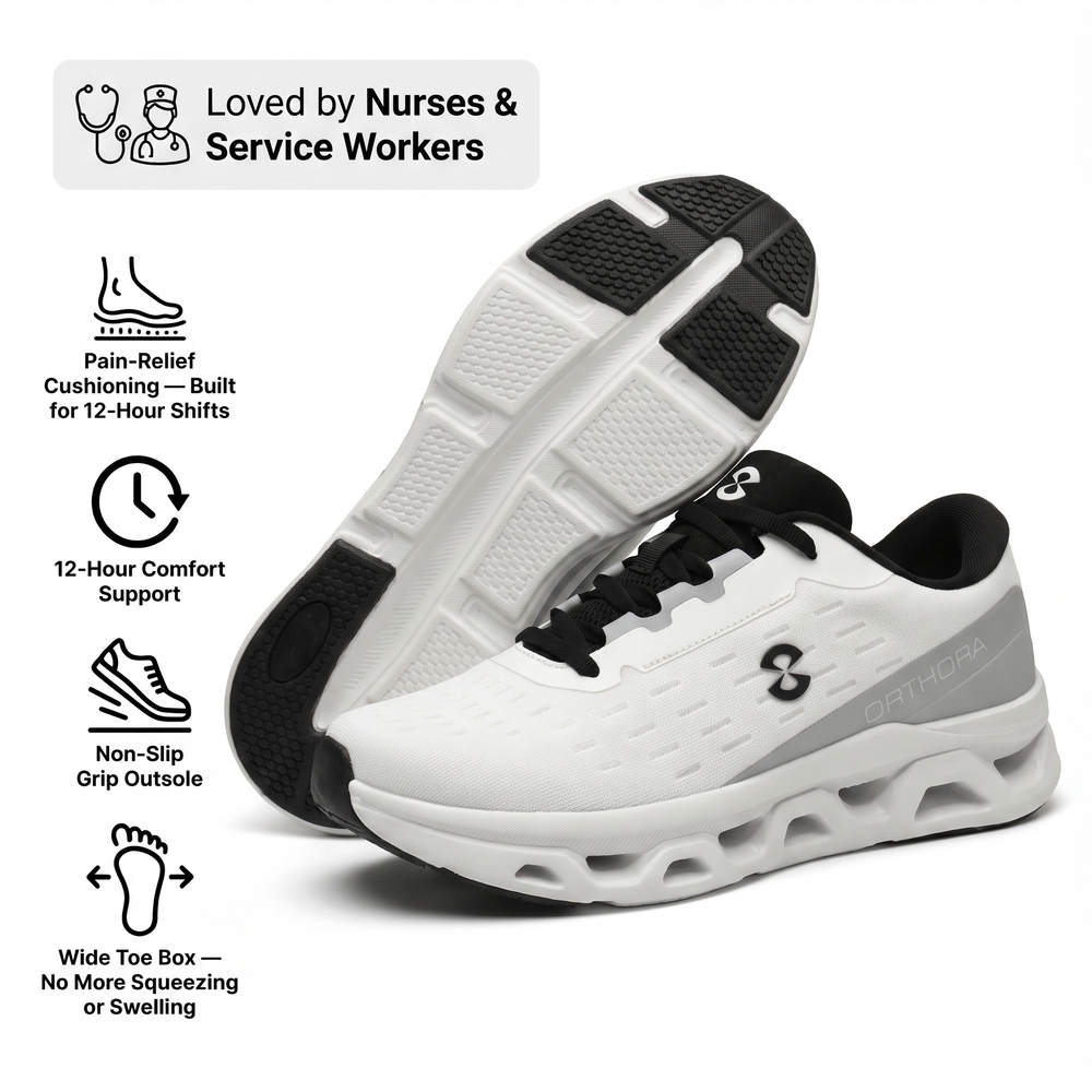 OrthoPro Fly — 12-Hour Shift Shoes for All-Day Foot, Knee & Back Pain Relief