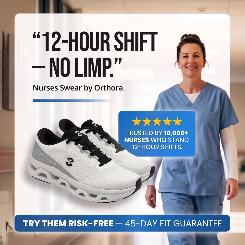 OrthoPro Fly — 12-Hour Shift Shoes for All-Day Foot, Knee & Back Pain Relief (Gray)